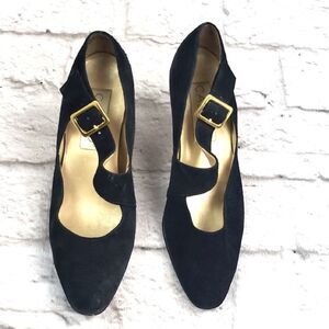 Vintage Calico Women's Black Suede Mary-janes